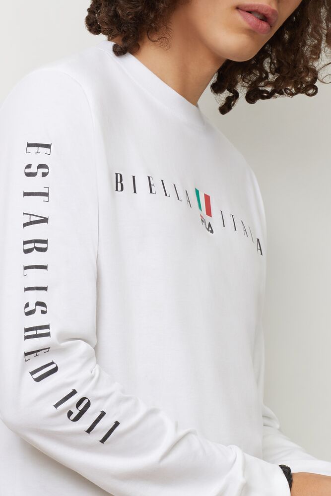 Fila Petrelli Long Sleeve Tee Wht/Blk/Cred | BPXC58923