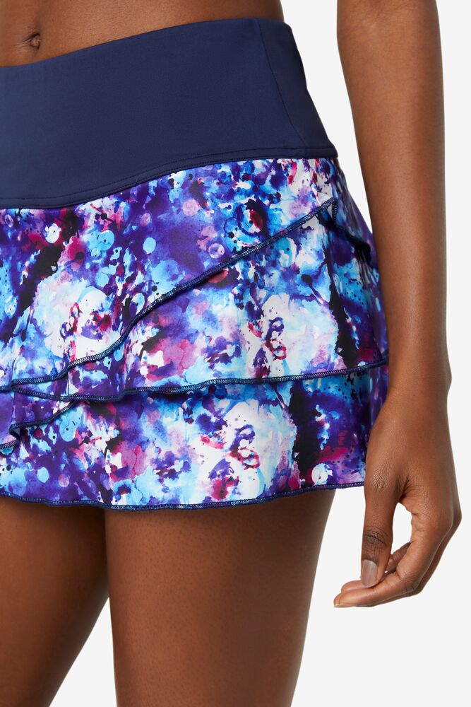 Fila Pickleball Tiered Printed Skort Azul Marino Azul Marino | BUQN67293