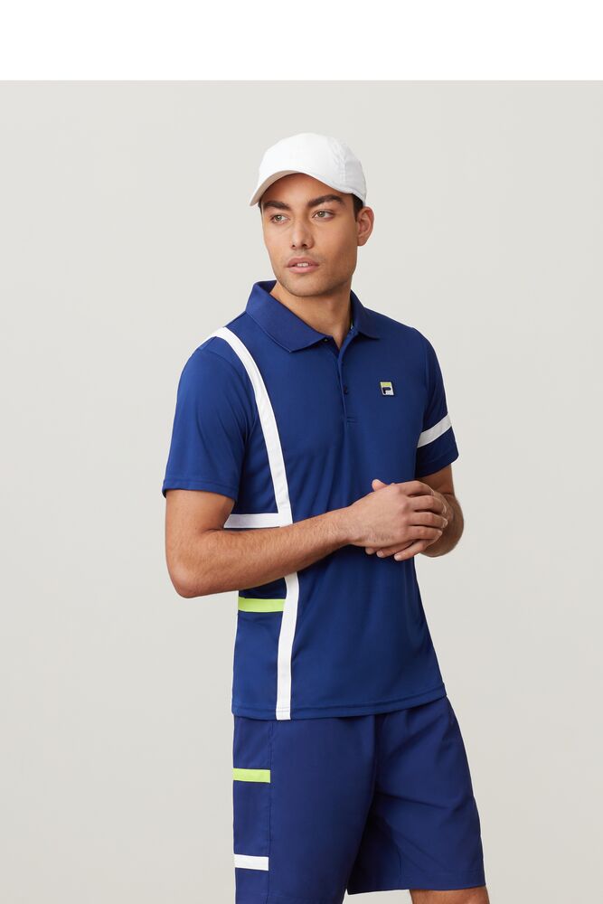 Fila Plr Singles Polo Blup/Wht/Acdl | EDYA70281