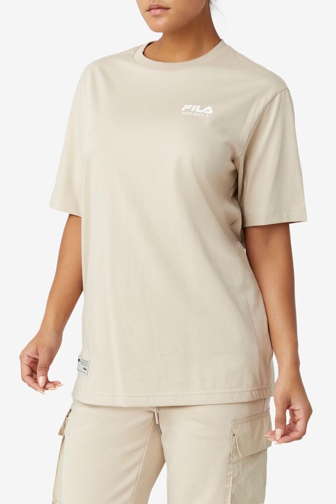 Fila Project 7 Logo T-shirt Beige | REQF54918