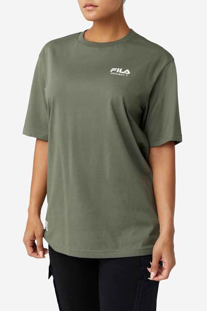 Fila Project 7 Logo T-shirt Kaki | QDJZ38106