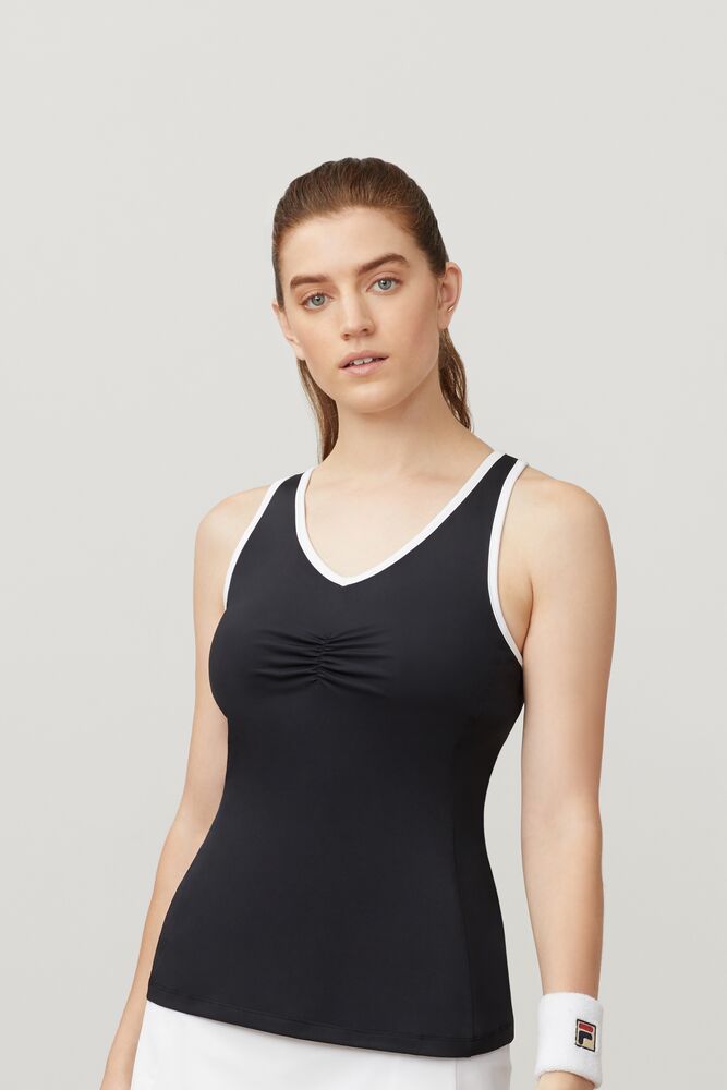 Fila Racerback Tank Black/White | RINE92540