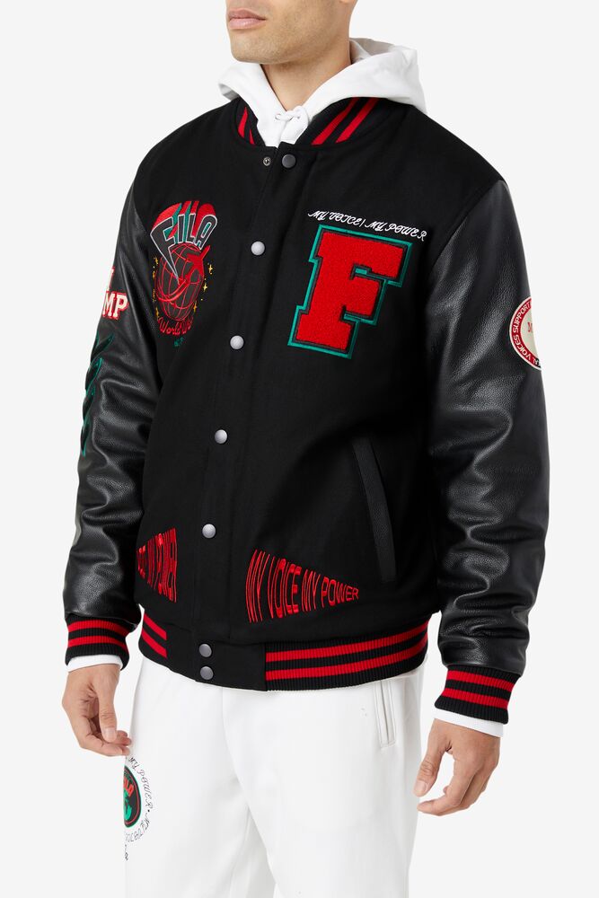 Fila Raddix Varsity Jacket Negras Rojas Verde | LVUF84051