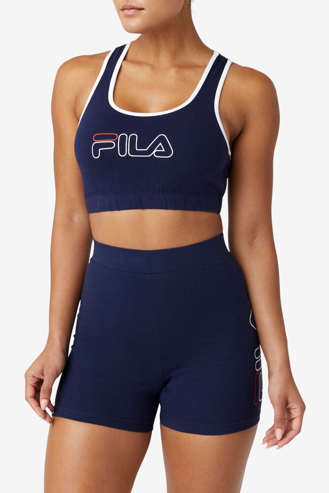 Fila Rebeca Bra Top Blancas Rojas | WSEH90376