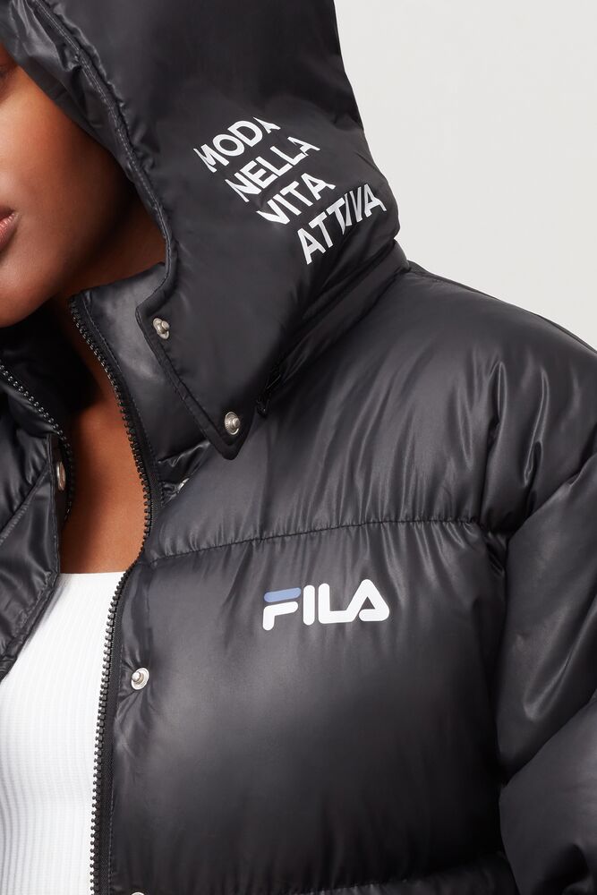 Fila Remie Puffer Jacket Blk/Wht/Marl | OPAI15268