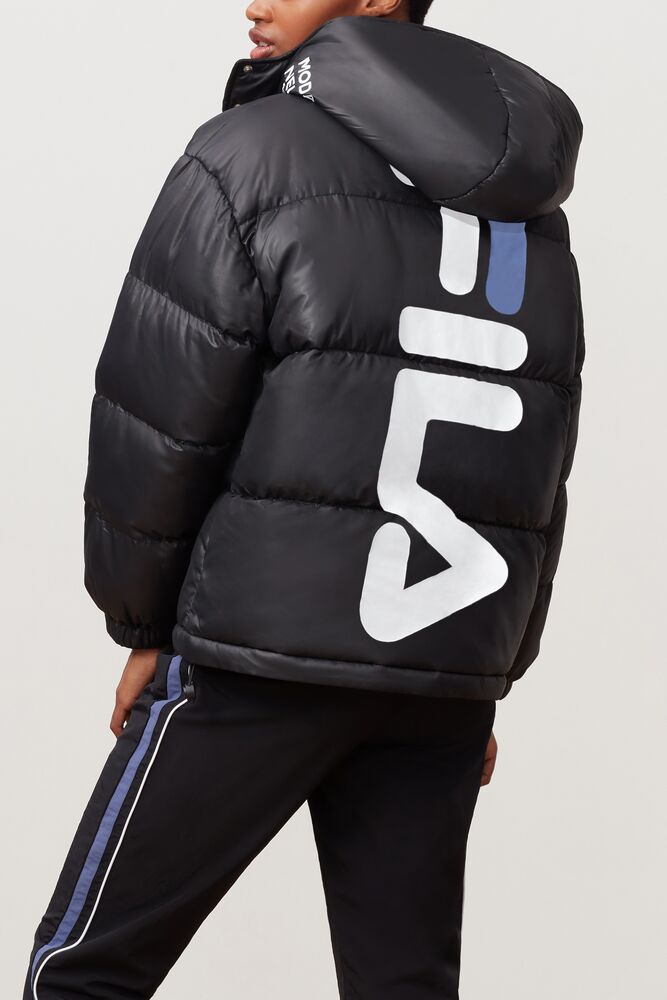 Fila Remie Puffer Jacket Blk/Wht/Marl | OPAI15268