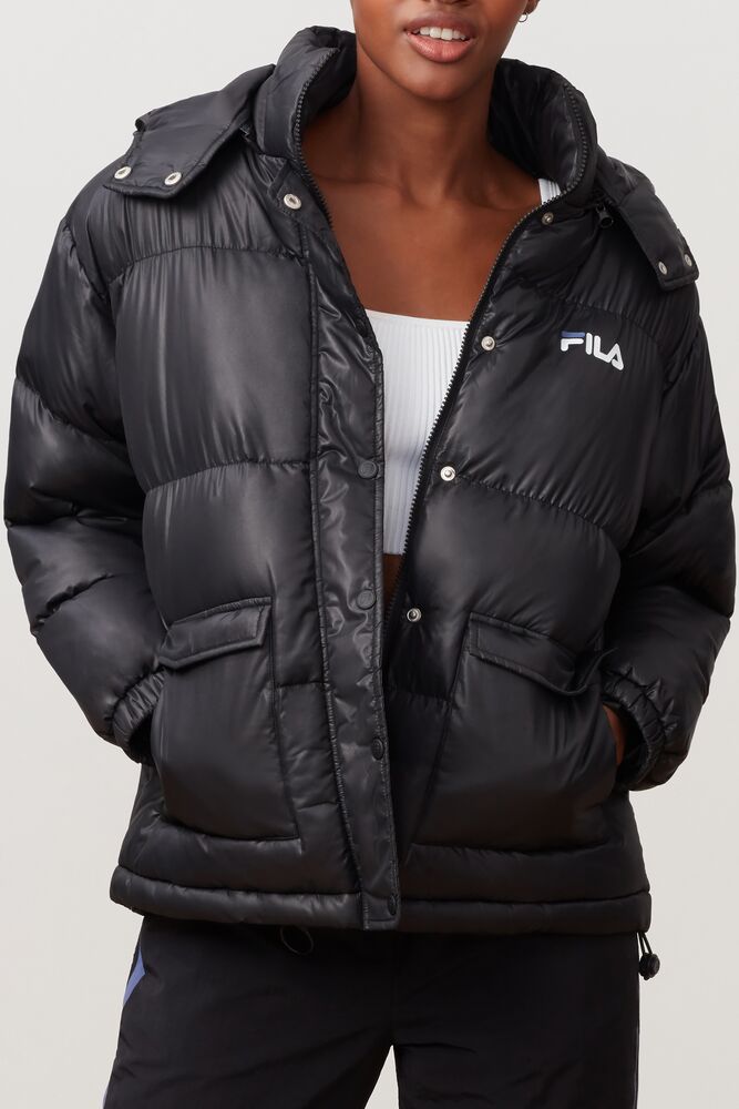 Fila Remie Puffer Jacket Blk/Wht/Marl | OPAI15268