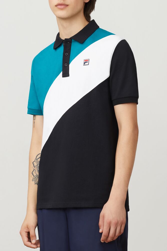 Fila Reus Polo Blk/Hblu/Wht | UMLS30589