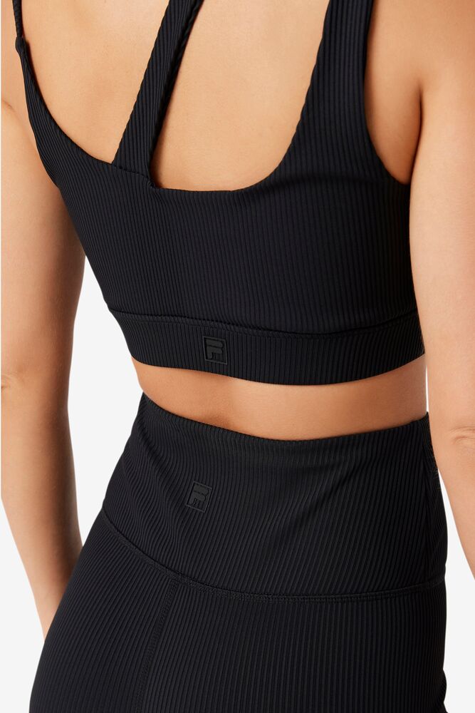 Fila Ribbed Essentials | Karina Bra Top Negras | MHWJ54869