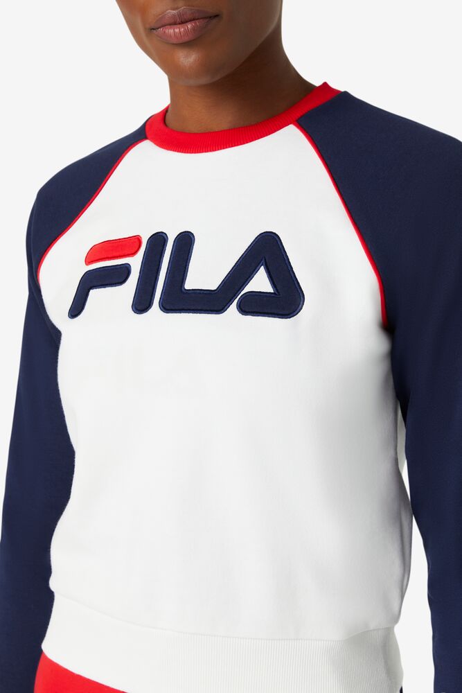 Fila Riccarda Sweatshirt Blancas Rojas | PQLB76815