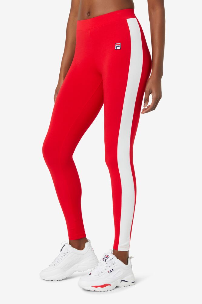 Fila Riviera Legging Rojas Blancas | EAWK37461