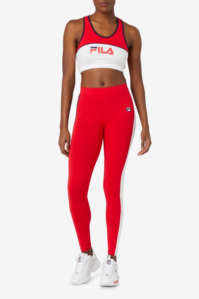 Fila Riviera Legging Rojas Blancas | GPQK34651