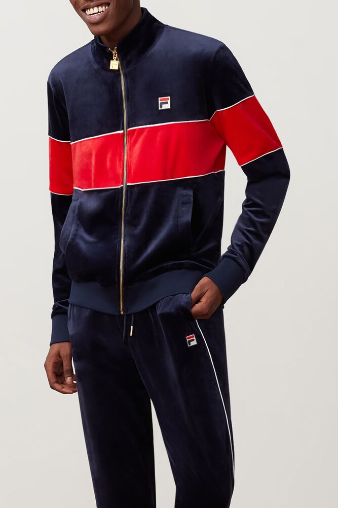 Fila Rocco Velour Jacket Peac/Cred/Wht | WQNP43910