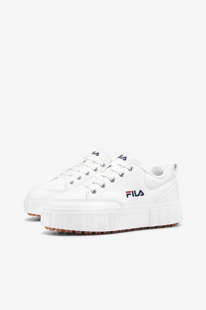 Fila Sandblast Low Sneakers Blancas Azul Marino Rojas | ZYWO42183