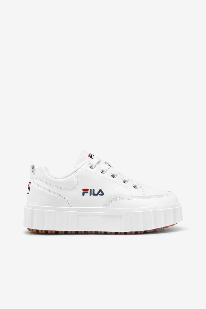 Fila Sandblast Low Sneakers Blancas Azul Marino Rojas | ZYWO42183