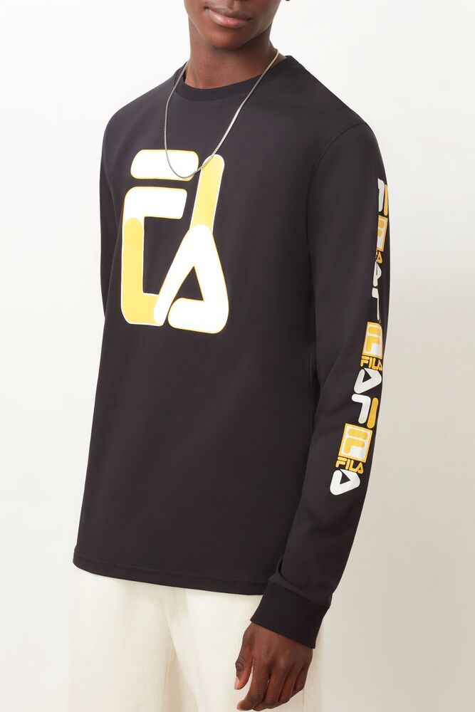 Fila Sandro Long Sleeve Tee Blk/Wht/Gfus | JUNB78530