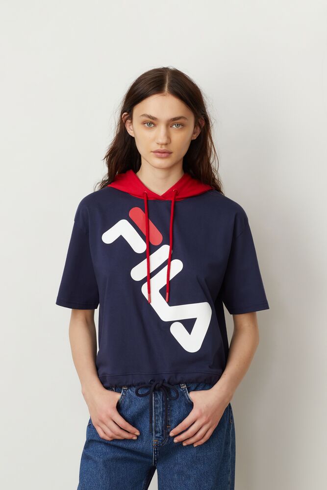 Fila Shea Short Sleeve Hoodie Peac/Cred/Wht | UQFX62807