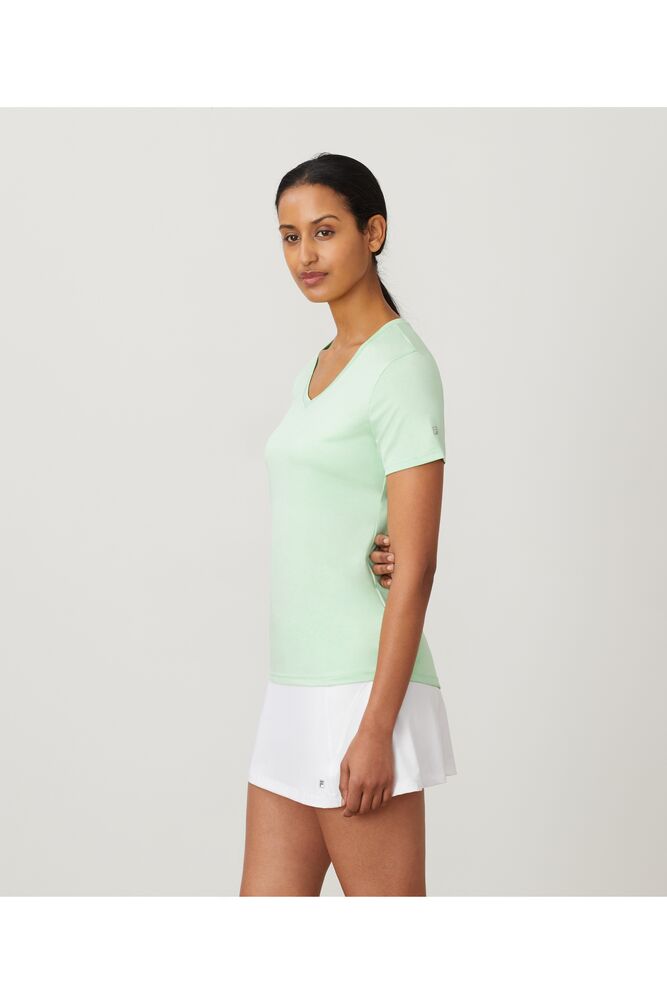 Fila Short Sleeve V-neck Greenashhth | QYMG20156