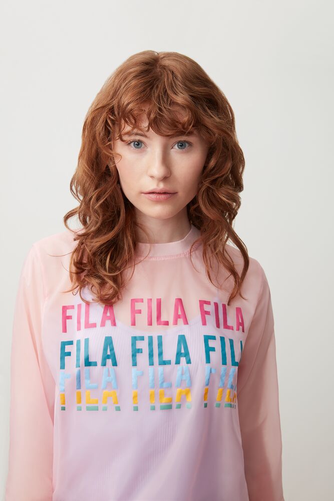 Fila Sol Sheer Woven Sweatshirt Pkchk/Fprp | JGLE97541