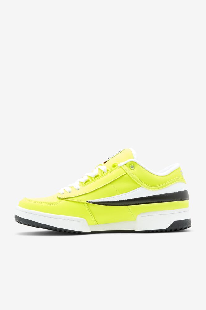 Fila T-1 Mid Tennis Shoes Amarillo Negras Blancas | NVAJ20896