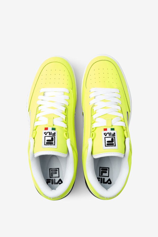 Fila T-1 Mid Tennis Shoes Amarillo Negras Blancas | NVAJ20896