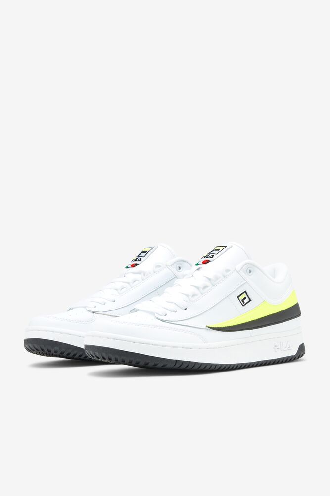 Fila T-1 Mid Tennis Shoes Blancas Amarillo Negras | GRIV78560