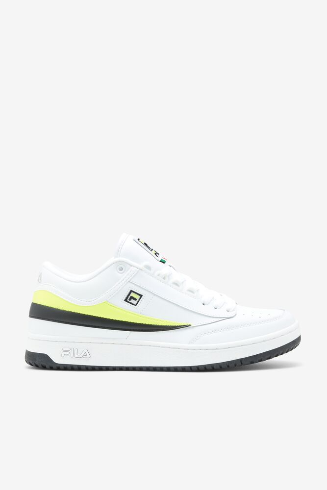 Fila T-1 Mid Tennis Shoes Blancas Amarillo Negras | GRIV78560