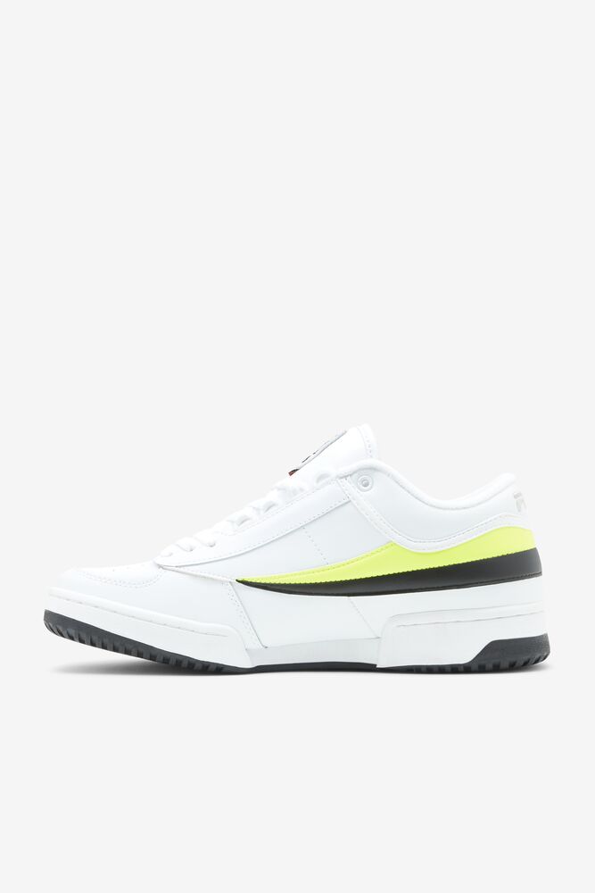 Fila T-1 Mid Tennis Shoes Blancas Amarillo Negras | UXGK70462