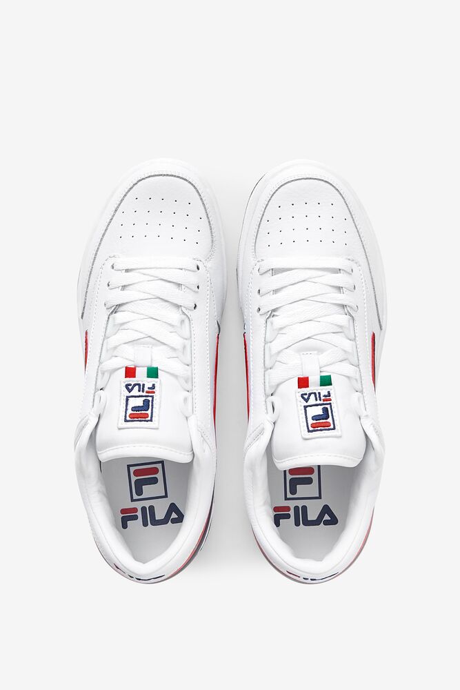 Fila T-1 Mid Tennis Shoes White/Fnvy/Fred | WISG10538