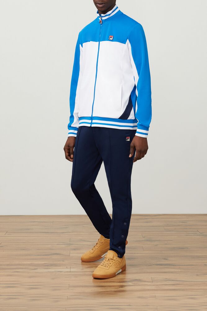 Fila Tiebreaker Track Jacket Wht/Drblu/Navy | ZTJK81532