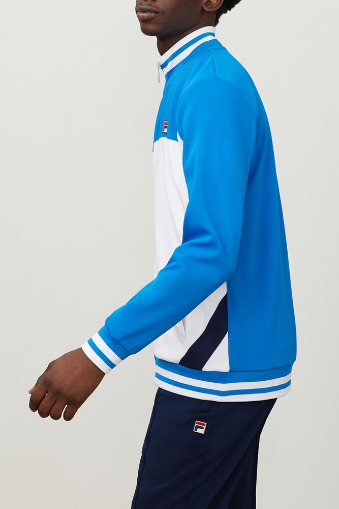 Fila Tiebreaker Track Jacket Wht/Drblu/Navy | ZTJK81532