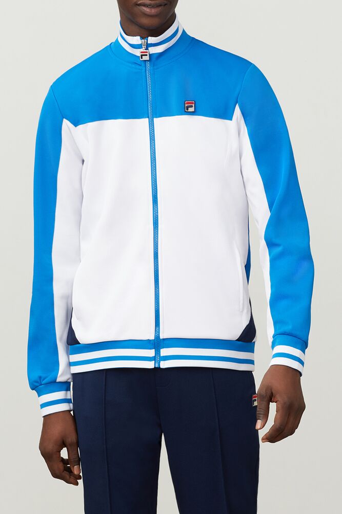 Fila Tiebreaker Track Jacket Wht/Drblu/Navy | ZTJK81532