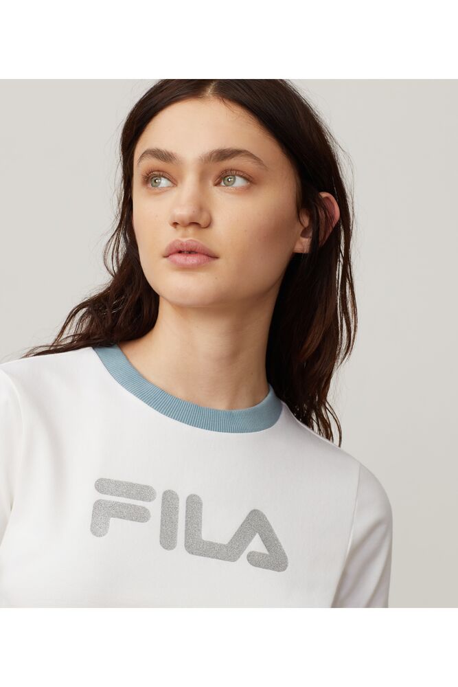 Fila Tionne Crop Tee Wht/Lead | IZWY78065