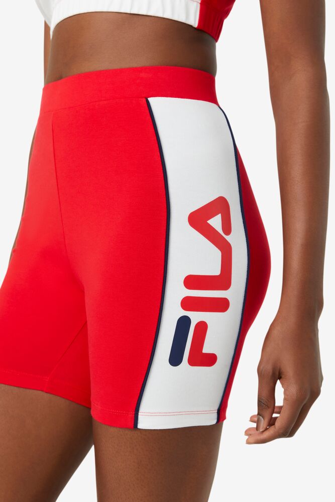 Fila Trina Bike Short Rojas Blancas | YJPT40351