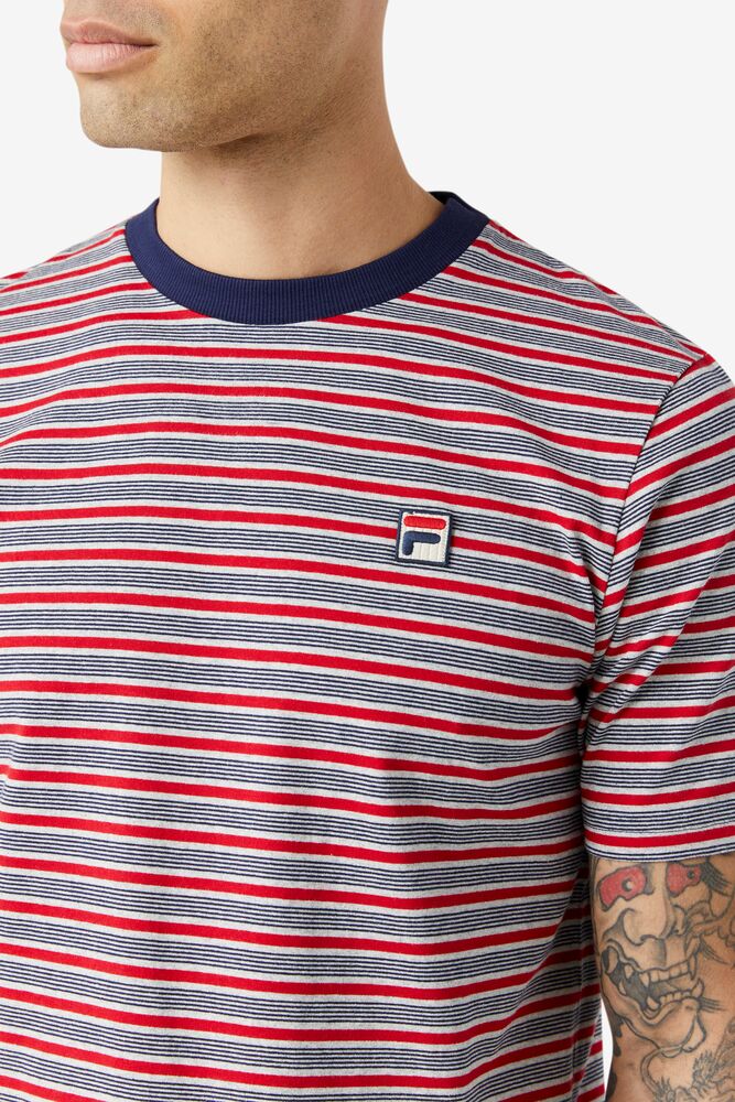 Fila Tux Striped Tee 410 Peacoat | DEVI56187