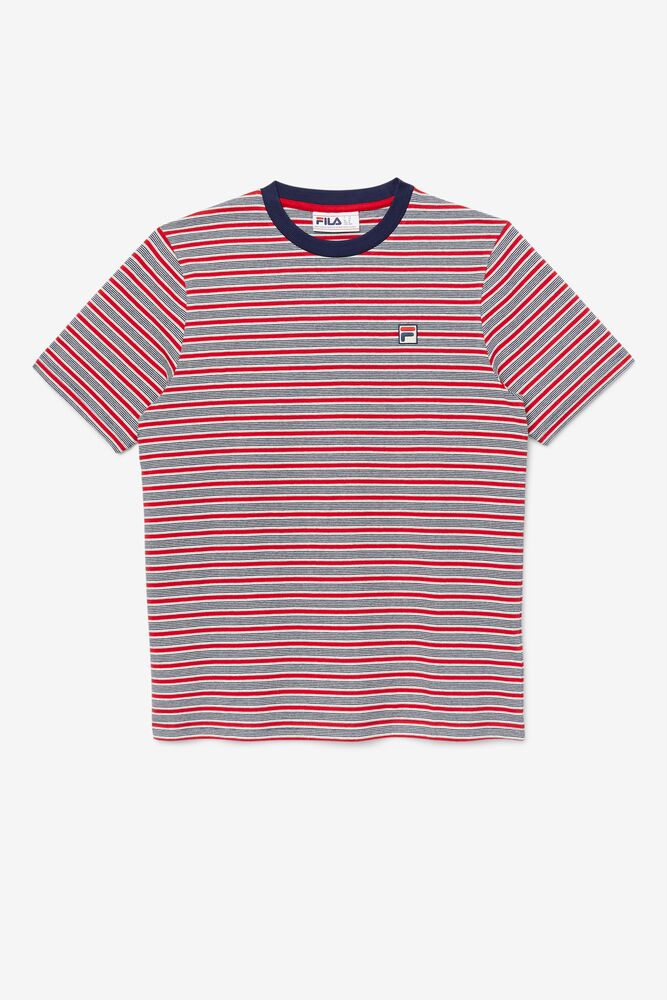 Fila Tux Striped Tee 410 Peacoat | DEVI56187