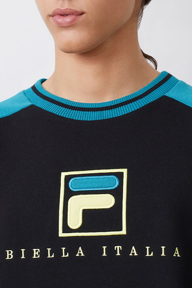 Fila Ventura Sweatshirt Blk/Hblu/Gfus | FCWJ67850