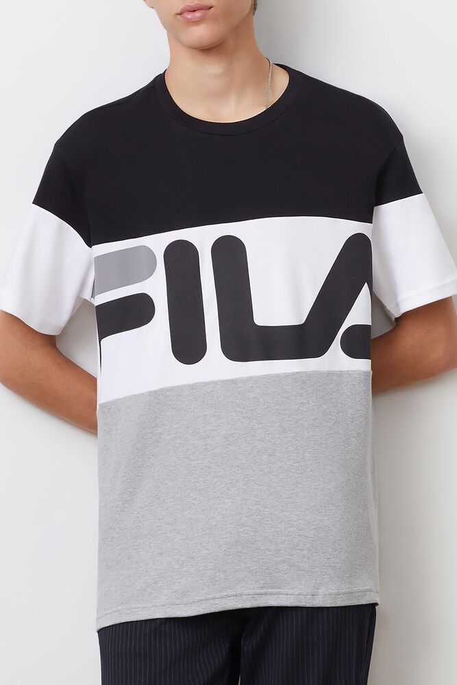 Fila Vialli Tee Negras Gris Blancas | LHKX85971