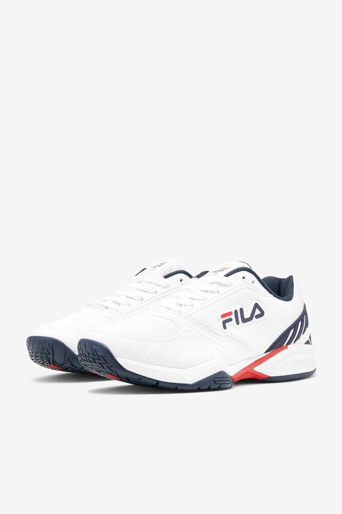 Fila Volley Zone Tennis Shoes Blancas Azul Marino Rojas | GOEW59821