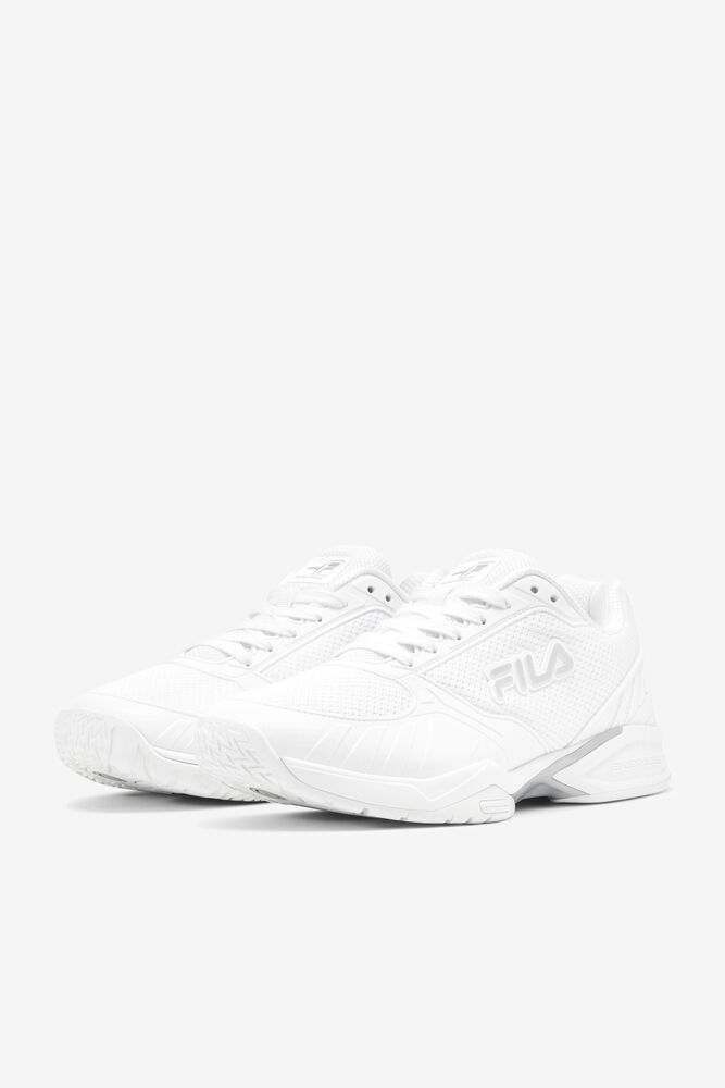 Fila Volley Zone Tennis Shoes Blancas Plateadas Blancas | RUKO19042