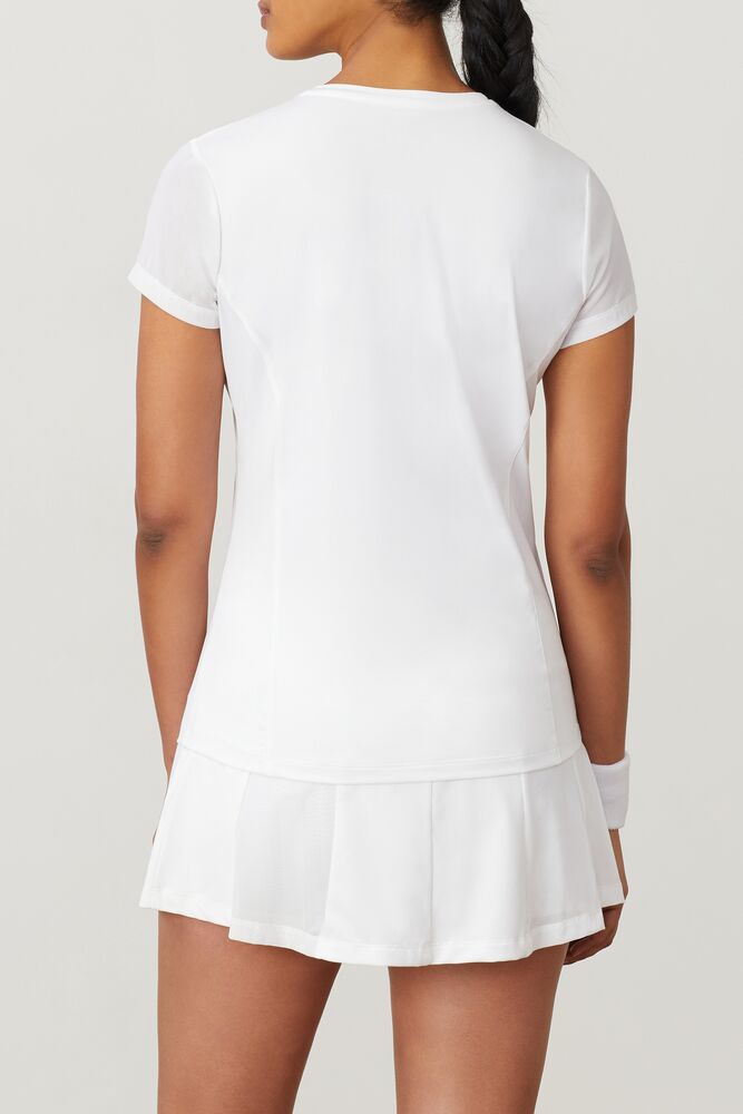 Fila White Line Mesh Slv Top Blancas | UOPI29150